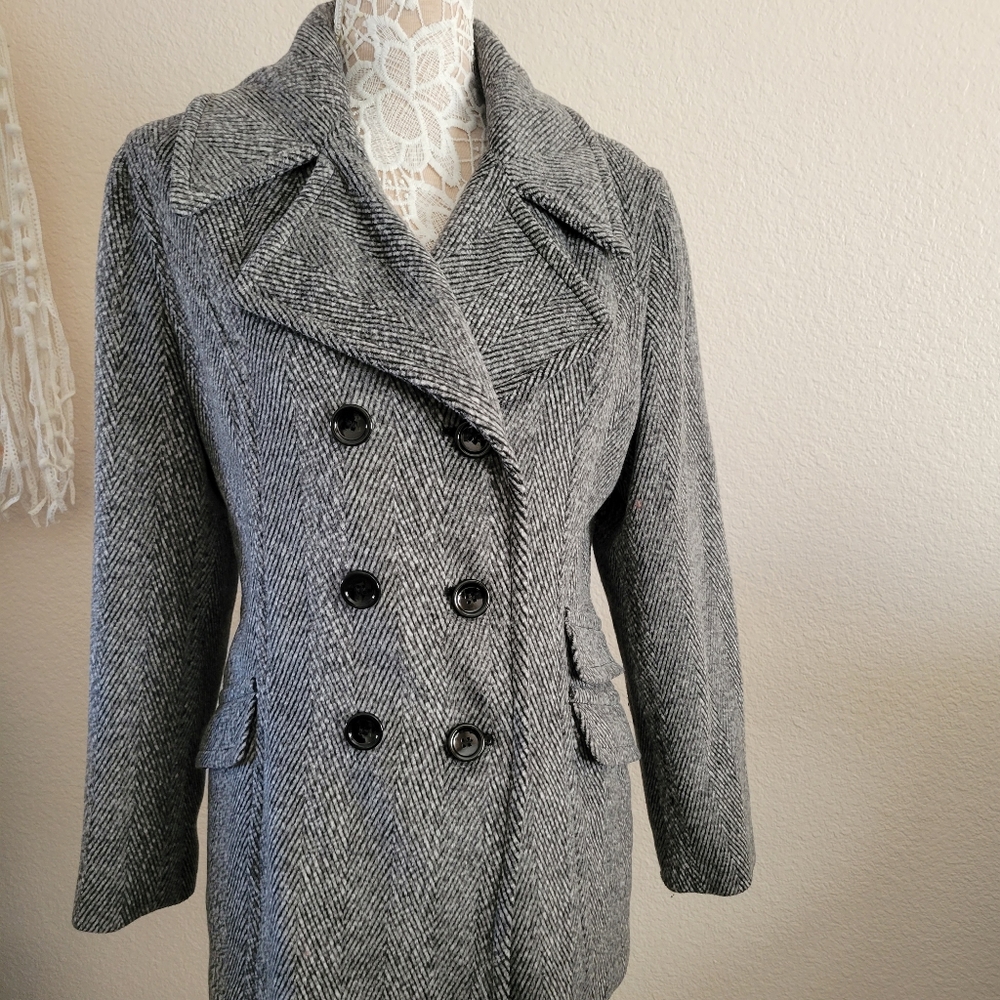Coldwater Creek Pea Coat Black and White, Size 14 Large